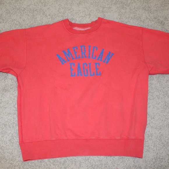 American Eagle Outfitters Tops - American Eagle Red and Blue Crewneck Hoodie Womens Size Medium